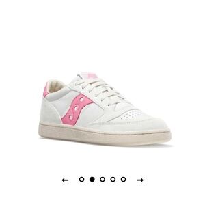 Saucony Court Jazz White and Pink Low-Top Sneakers